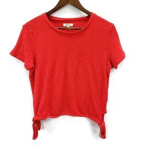 Madewell Womens Texture & Thread Modern Side Tie Top Size S Red Short Sleeve